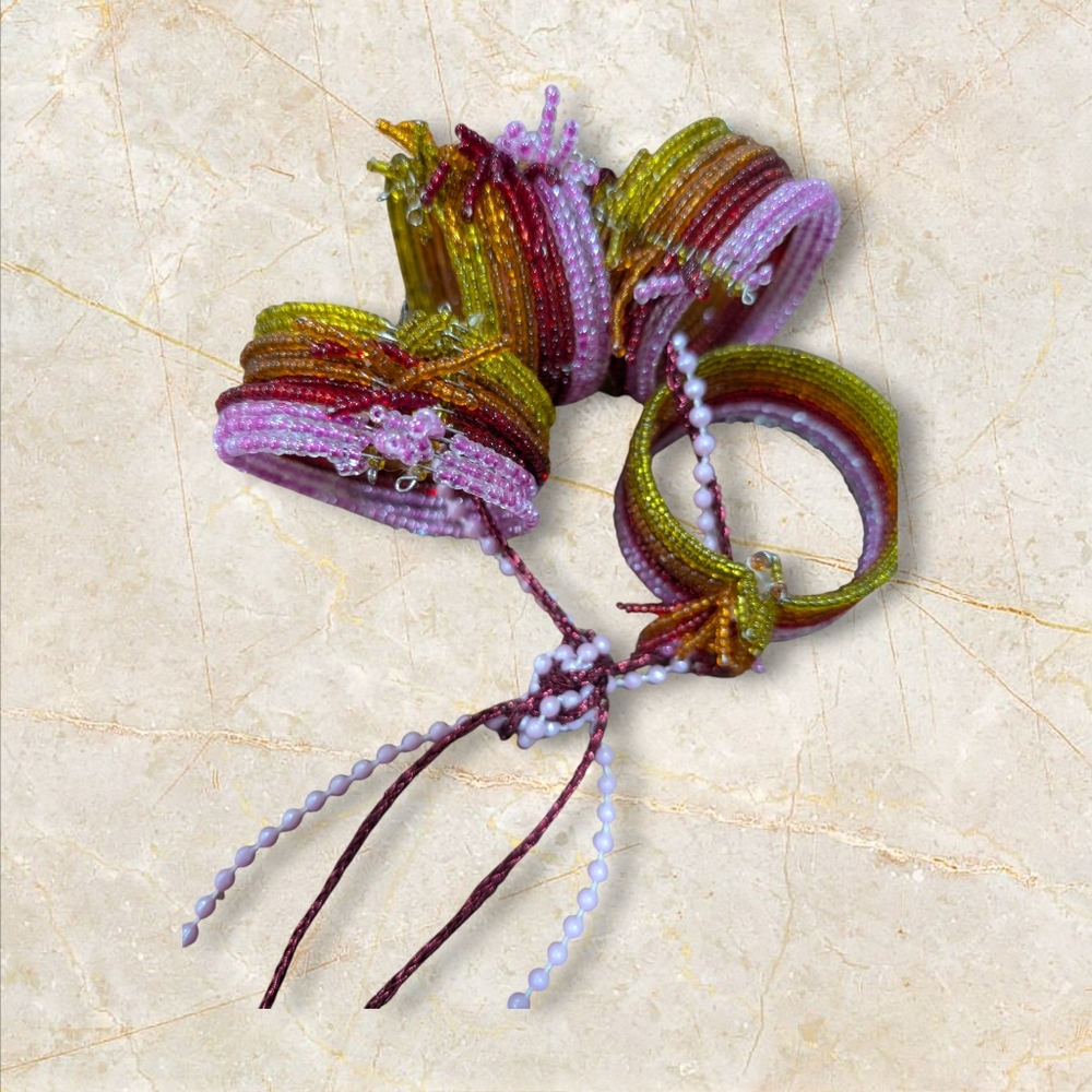 Colorful Beaded Napkin Rings Set - Picture 2 of 3